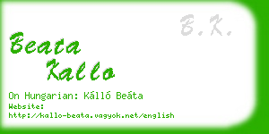 beata kallo business card