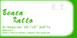 beata kallo business card